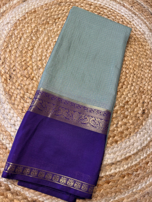 Teal Blue Rich Checks Bentex Soft Silk