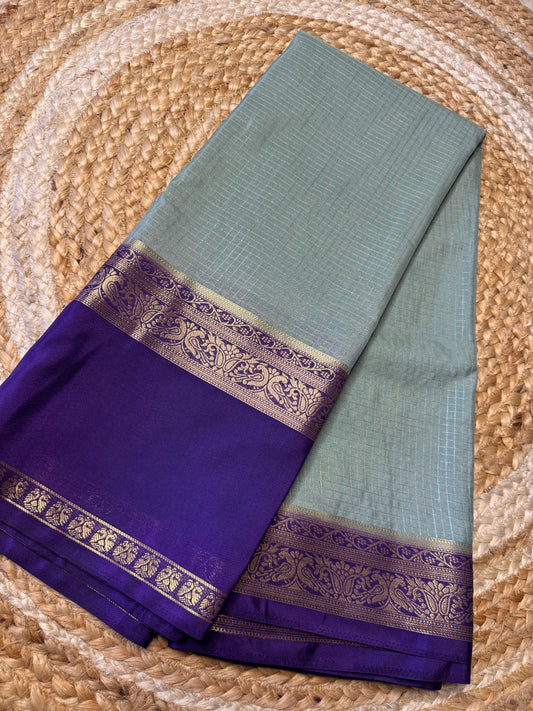 Teal Blue Rich Checks Bentex Soft Silk