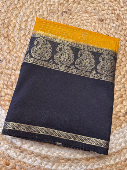 Yellow with black Checks Bentex Soft Silk