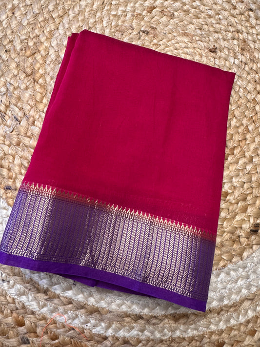 Pink with Purple Soft Cotton with Zari Border