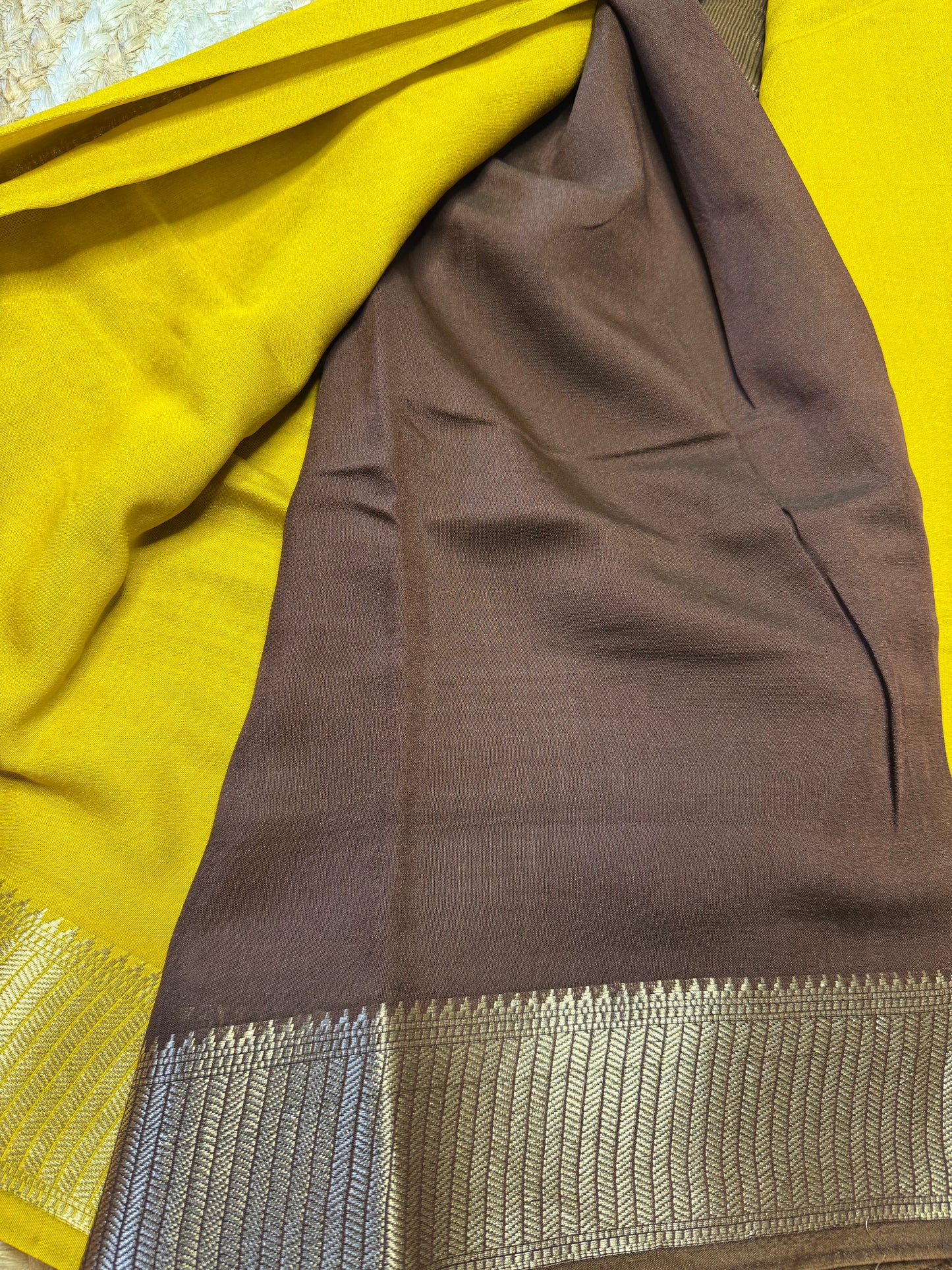 Mustard yellow Soft Cotton with Zari Border