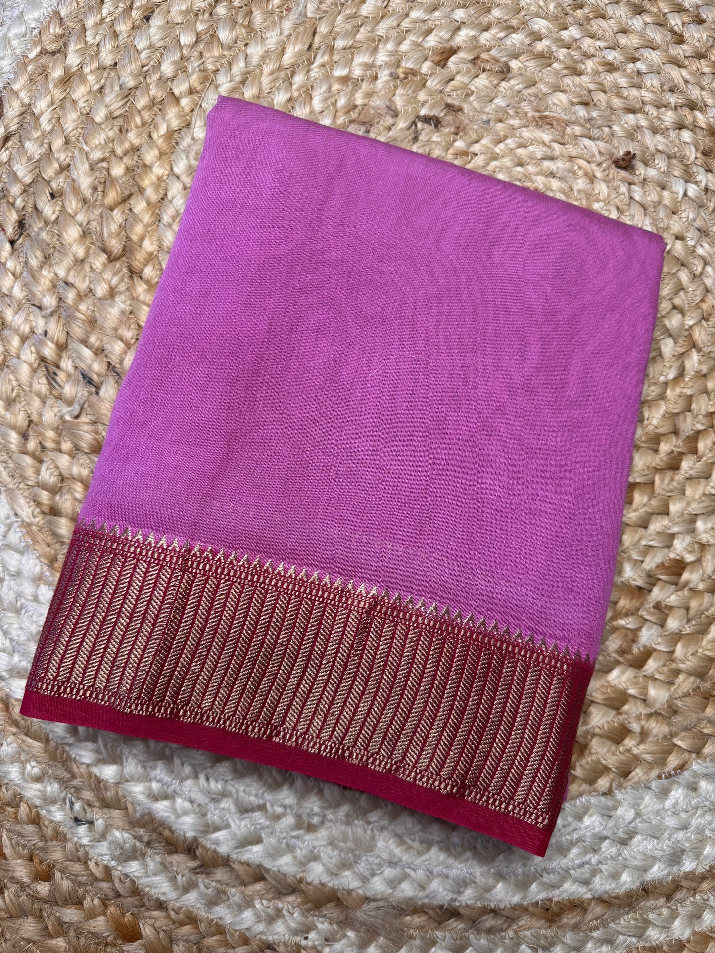 Rose pink Soft Cotton with Zari Border