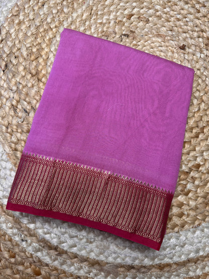 Rose pink Soft Cotton with Zari Border