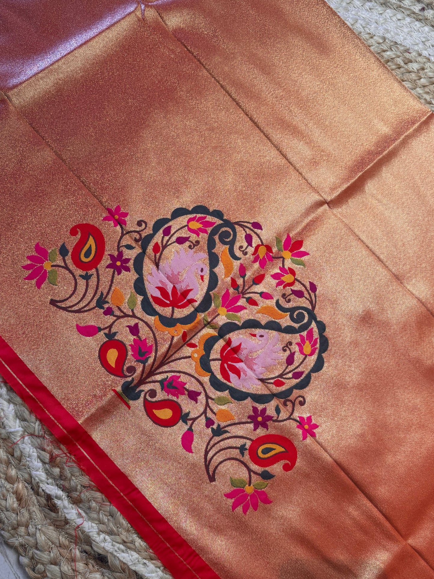 Mango Flower Paithani Silk Blouse Piece/Material - PB1