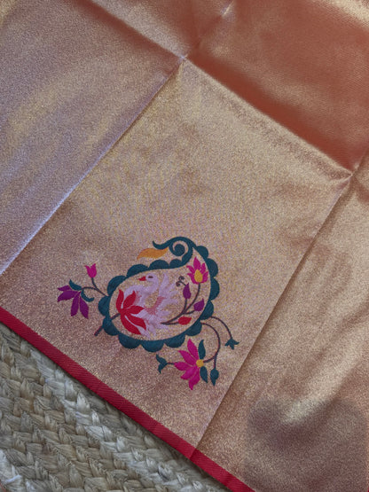 Mango Flower Paithani Silk Blouse Piece/Material - PB1