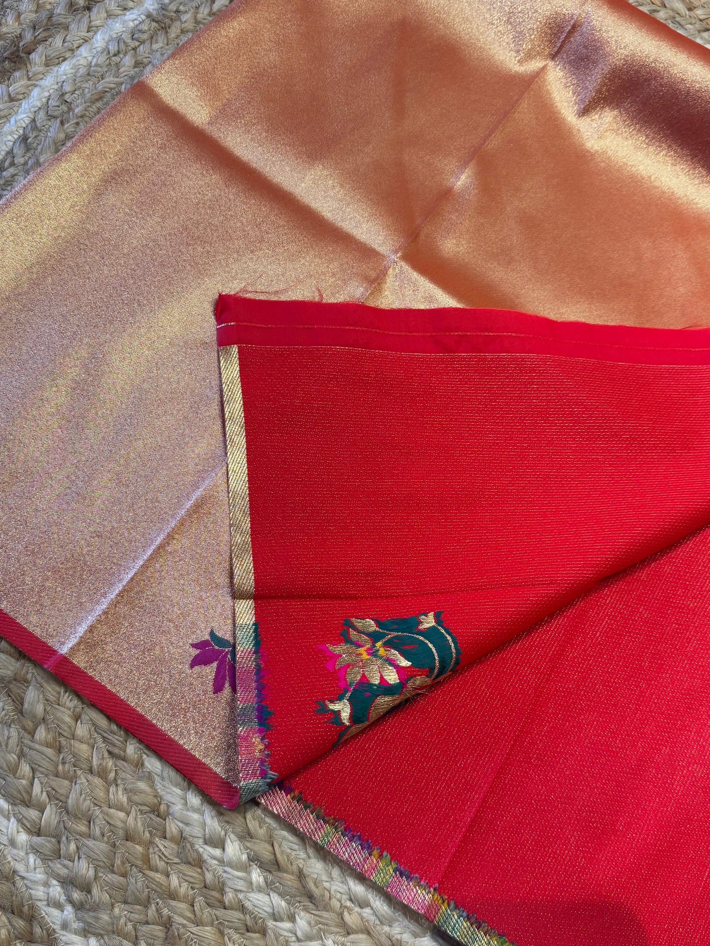 Mango Flower Paithani Silk Blouse Piece/Material - PB1