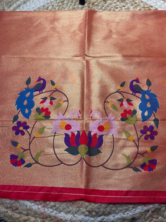 Swan Paithani Silk Blouse Piece/Material - PB2