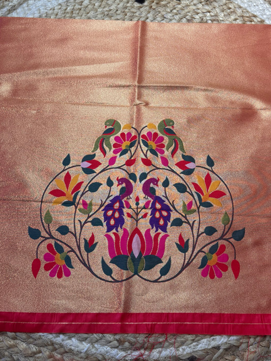 Peacock Paithani Silk Blouse Piece/Material - PB3