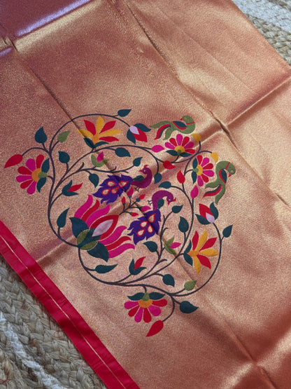 Peacock Paithani Silk Blouse Piece/Material - PB3