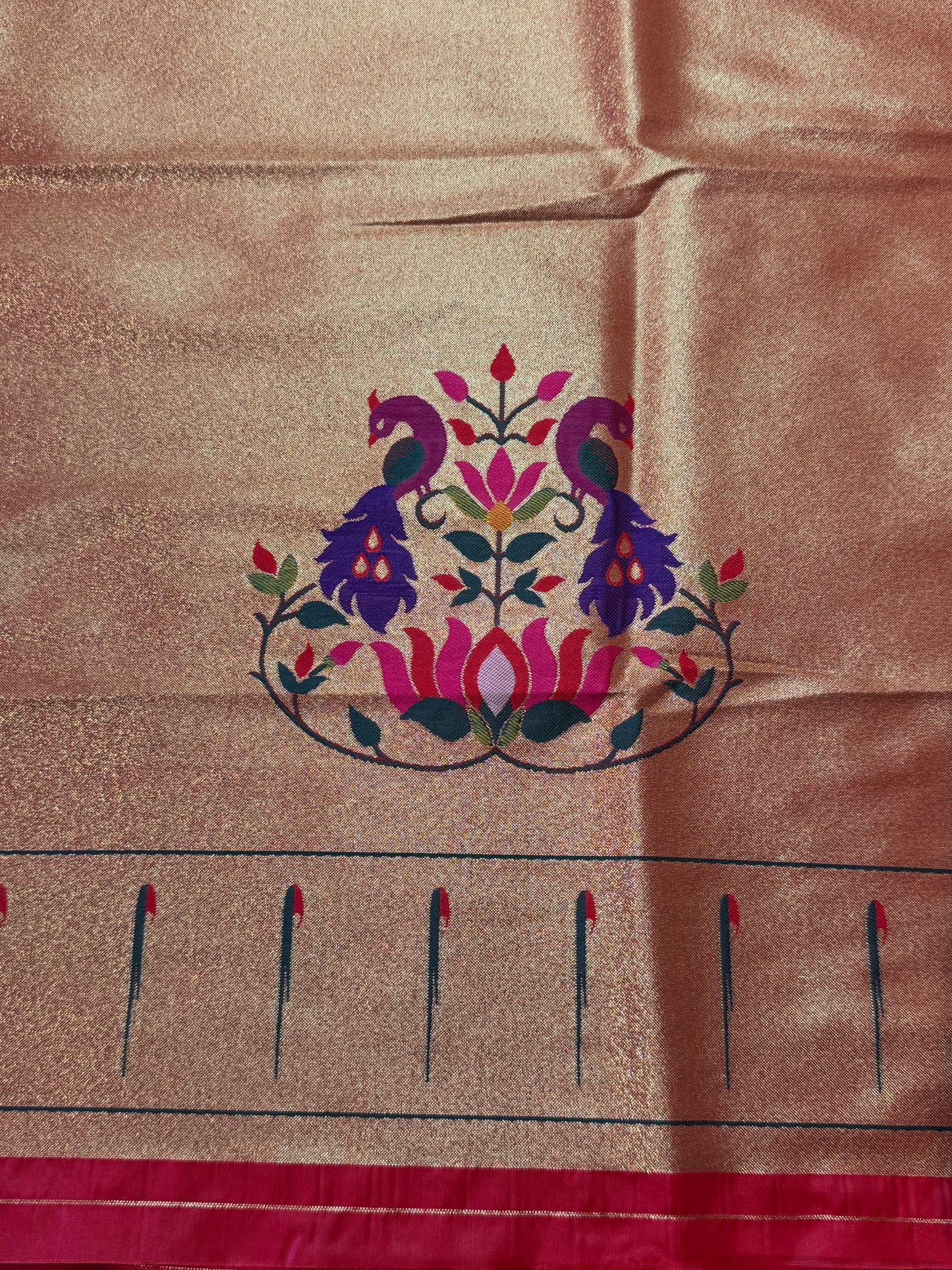 Peacock Paithani Silk Blouse Piece/Material - PB3