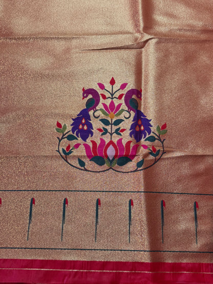 Peacock Paithani Silk Blouse Piece/Material - PB3