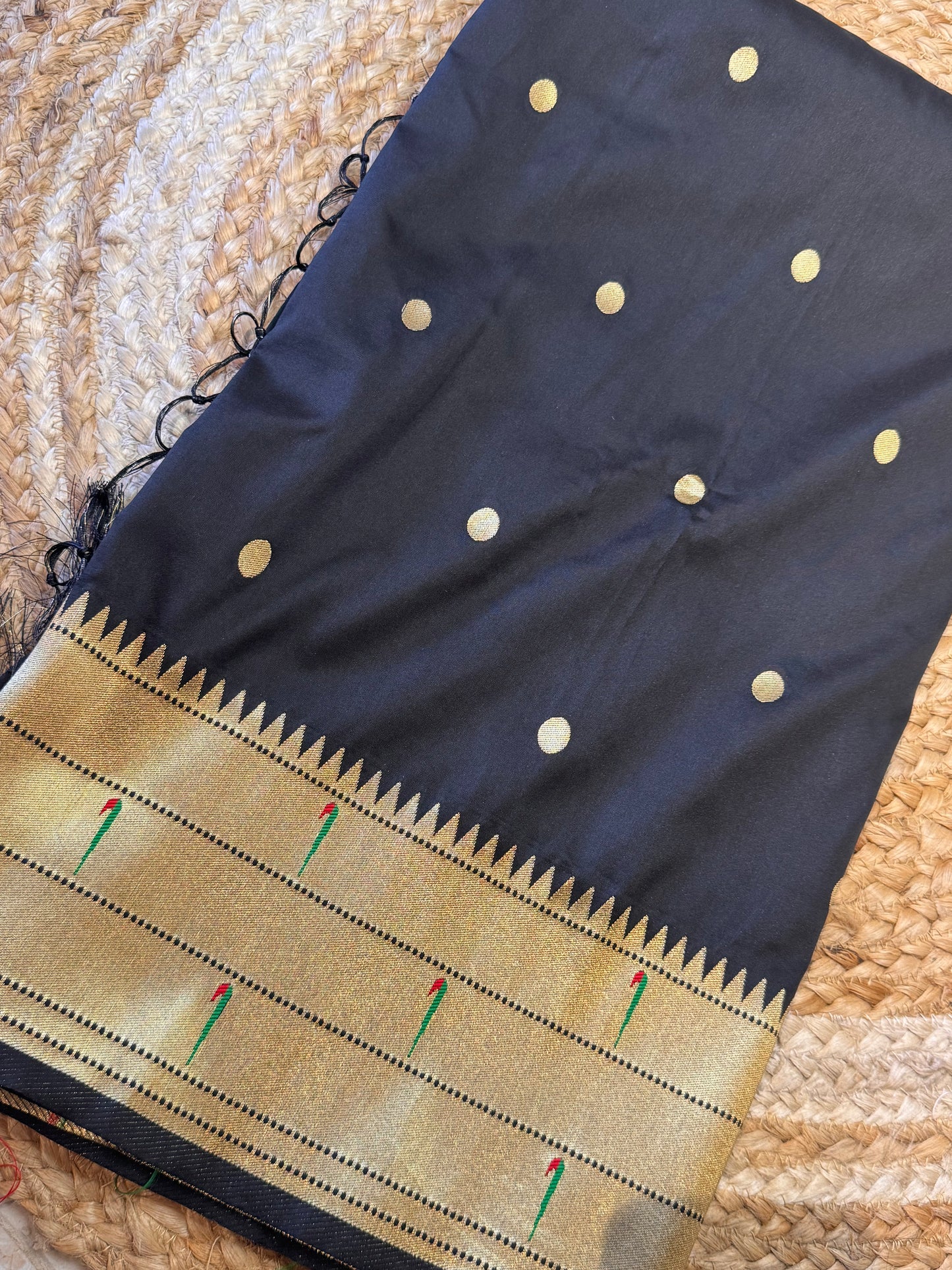 Black Paithani Silk Dupatta
