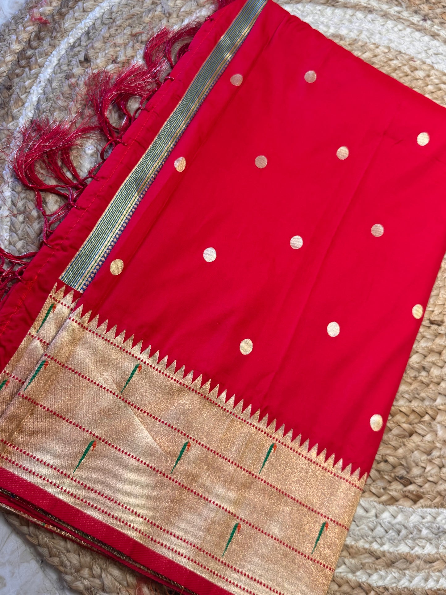 Red Paithani Silk Dupatta