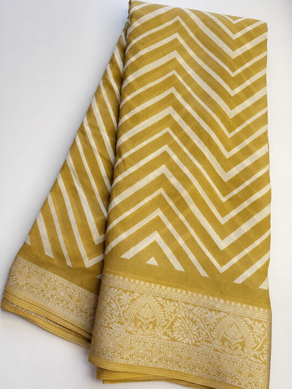 Mustard Yellow Chiffon Saree