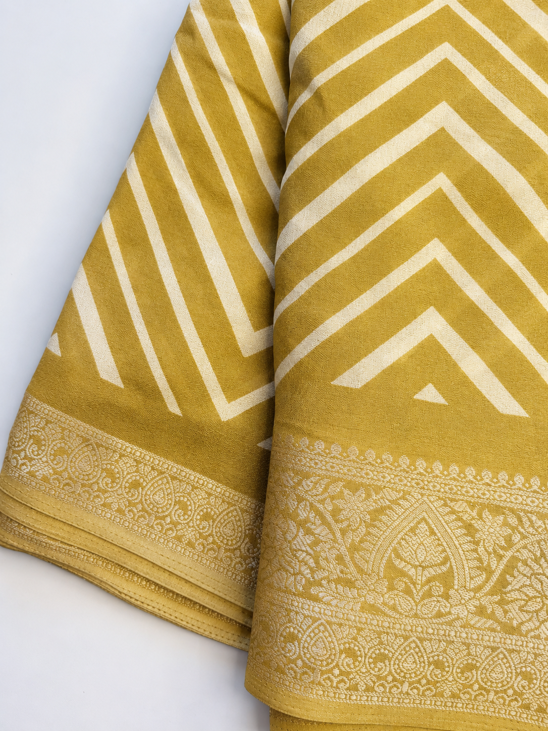 Mustard Yellow Chiffon Saree