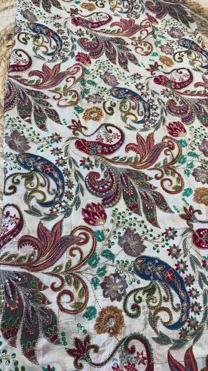 Cream kalamkari Crepe Blouse Piece/Material-C03