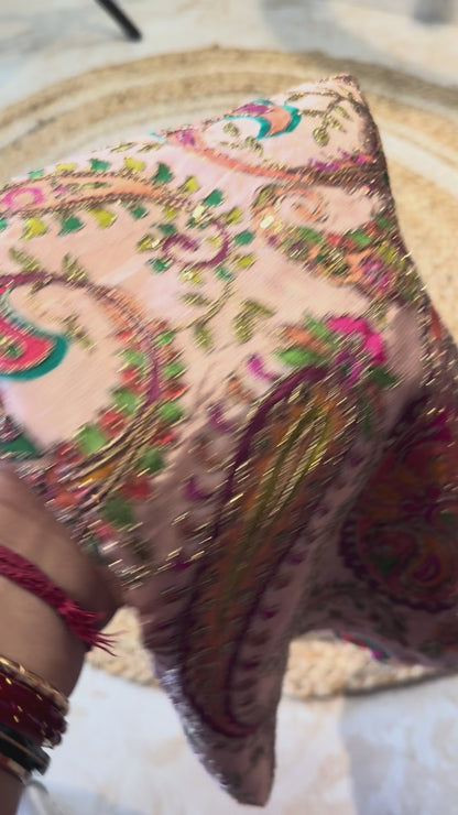 Beige Colour kalamkari Crepe Blouse Piece/Material