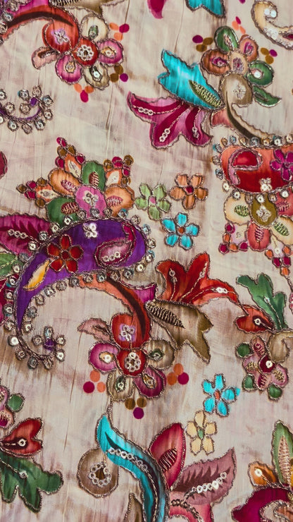 Gold kalamkari Crepe Blouse Piece/Material
