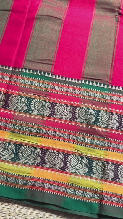 Red Dual Peacock Pure Cotton Saree