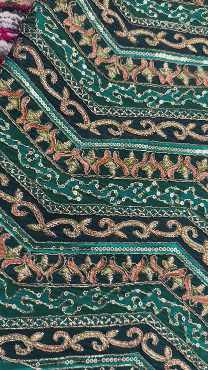 Emerald Green kalamkari Crepe Blouse Piece/Material