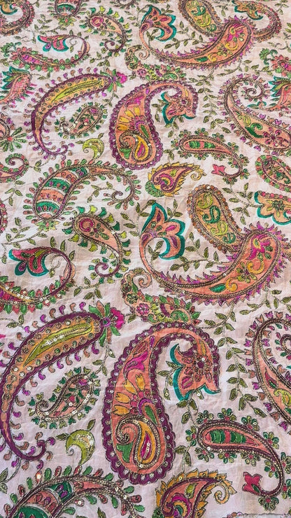 Beige Colour kalamkari Crepe Blouse Piece/Material
