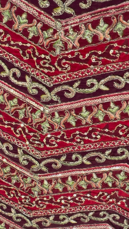 Maroon Red kalamkari Crepe Blouse Piece/Material