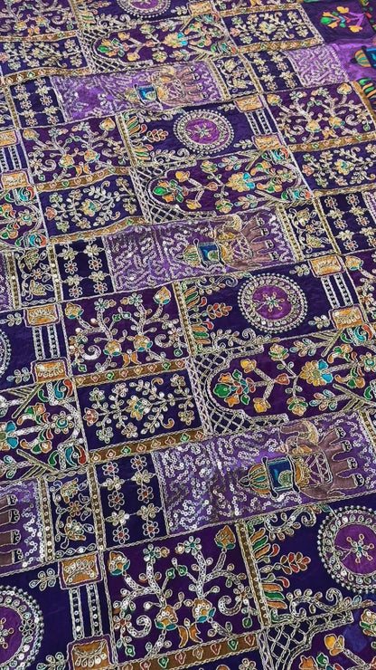 Purple Ambari kalamkari Crepe Blouse Piece/Material-P01