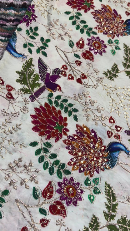 Peacock kalamkari Crepe Blouse Piece/Material