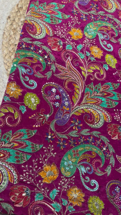 Rani Pink kalamkari Crepe Blouse Piece/Material