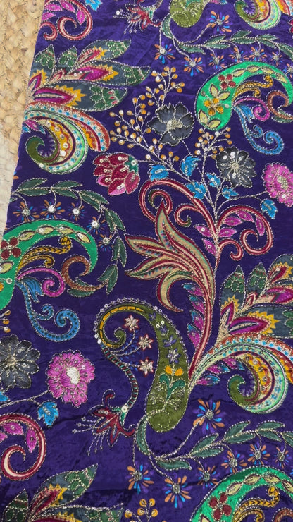 Lavender kalamkari Crepe Blouse Piece/Material