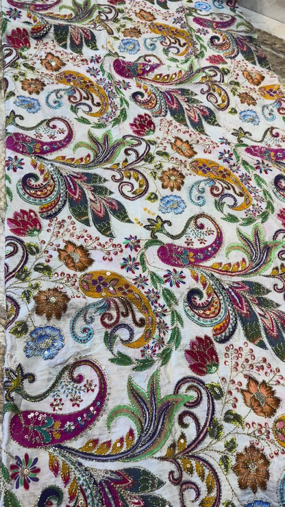 Cream kalamkari Crepe Blouse Piece/Material-C02